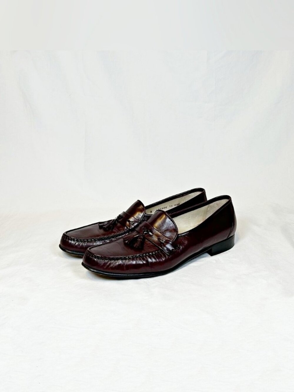 Vintage Mens ET Wright Burgundy Leather Tassel Loafers Dress Shoes~13 AAA~Italy